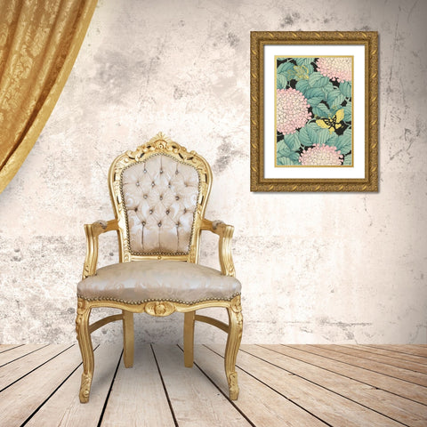 Japanese Floral Design I Gold Ornate Wood Framed Art Print with Double Matting by Furuya, Korin