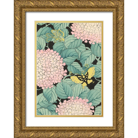 Japanese Floral Design I Gold Ornate Wood Framed Art Print with Double Matting by Furuya, Korin