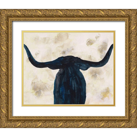 Blue Shadow II Gold Ornate Wood Framed Art Print with Double Matting by Wang, Melissa