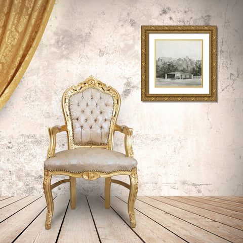 Solemn Barn Sketch II Gold Ornate Wood Framed Art Print with Double Matting by Caroline, Emma