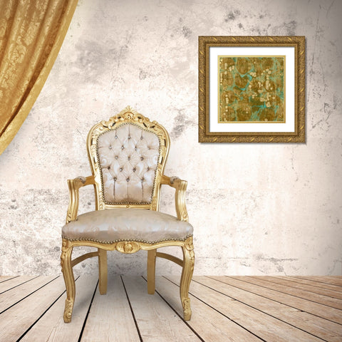 Oxidized Gold Leaf Gold Ornate Wood Framed Art Print with Double Matting by Vision Studio