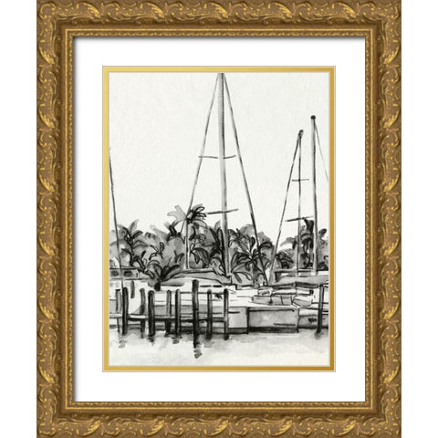 Neutral Tropics I Gold Ornate Wood Framed Art Print with Double Matting by Caroline, Emma