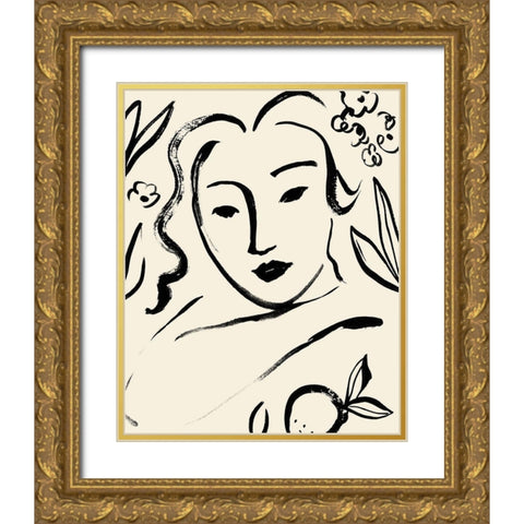Matisses Muse Portrait I Gold Ornate Wood Framed Art Print with Double Matting by Barnes, Victoria