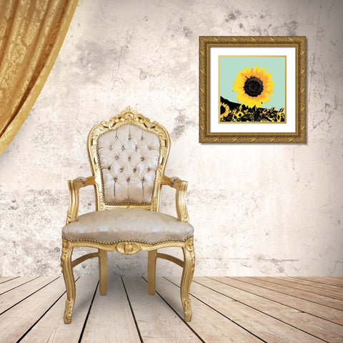 Pop Art Sunflower I Gold Ornate Wood Framed Art Print with Double Matting by Green, Jacob