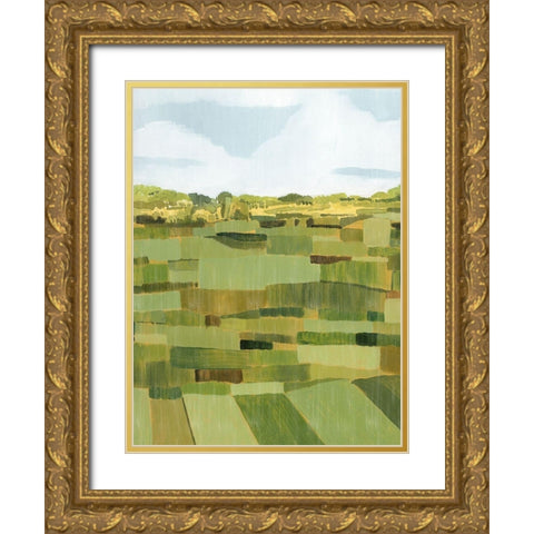 Woven Pasture I Gold Ornate Wood Framed Art Print with Double Matting by Popp, Grace