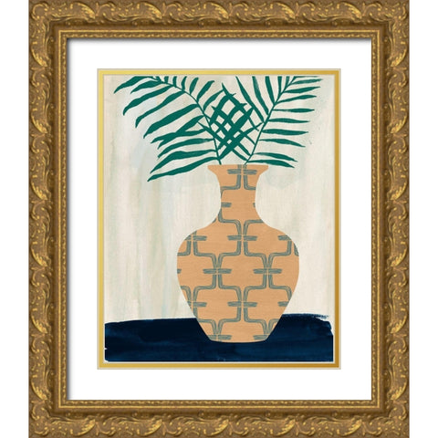 Palm Branches I Gold Ornate Wood Framed Art Print with Double Matting by Wang, Melissa