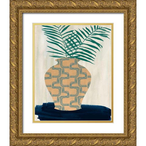 Palm Branches II Gold Ornate Wood Framed Art Print with Double Matting by Wang, Melissa