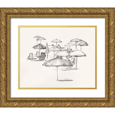 Rough Seaside Sketch I Gold Ornate Wood Framed Art Print with Double Matting by Caroline, Emma