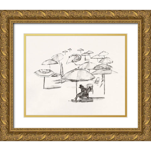Rough Seaside Sketch II Gold Ornate Wood Framed Art Print with Double Matting by Caroline, Emma