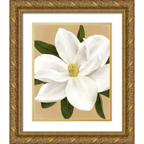 Magnolia on Gold I Gold Ornate Wood Framed Art Print with Double Matting by Popp, Grace