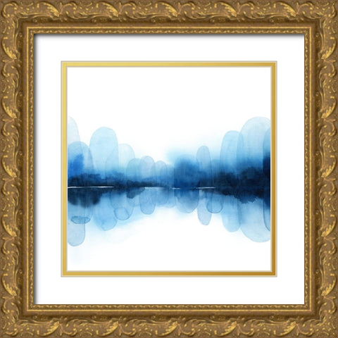 Ultramarine Mirror I Gold Ornate Wood Framed Art Print with Double Matting by Popp, Grace