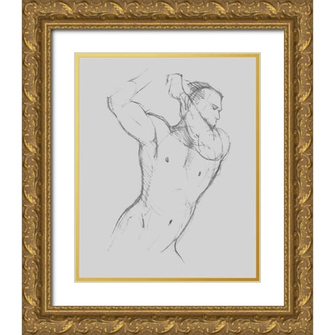Male Torso Sketch I Gold Ornate Wood Framed Art Print with Double Matting by Green, Jacob