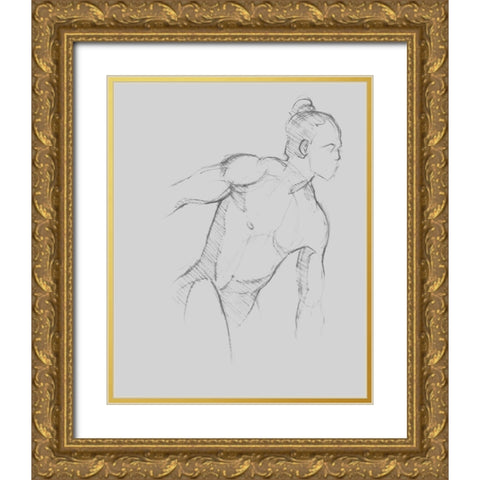 Male Torso Sketch II Gold Ornate Wood Framed Art Print with Double Matting by Green, Jacob
