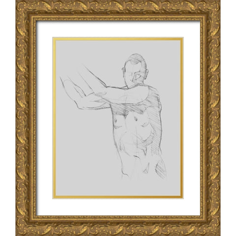 Male Torso Sketch III Gold Ornate Wood Framed Art Print with Double Matting by Green, Jacob