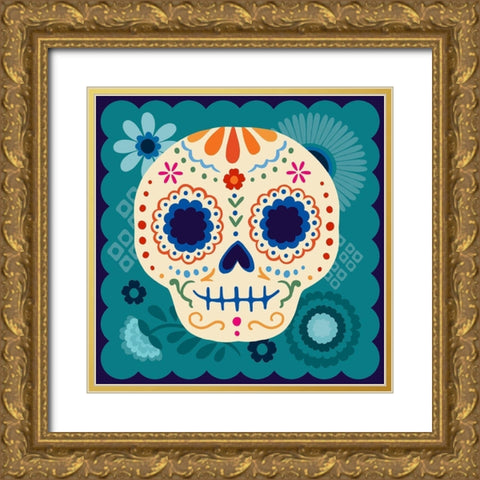 Calaveras I Gold Ornate Wood Framed Art Print with Double Matting by Barnes, Victoria