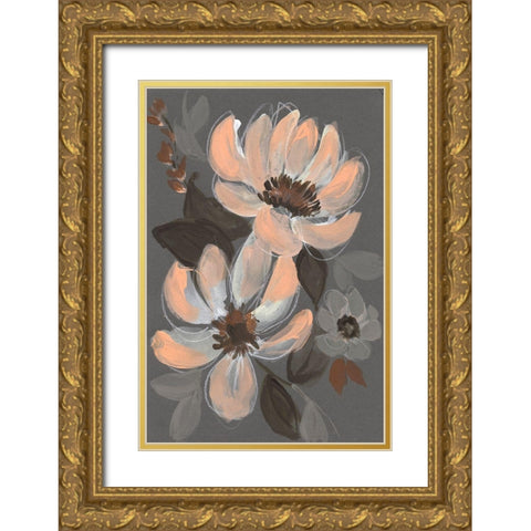 Peach and Sienna Bouquet I Gold Ornate Wood Framed Art Print with Double Matting by Goldberger, Jennifer