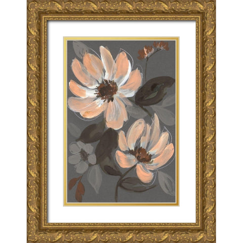 Peach and Sienna Bouquet II Gold Ornate Wood Framed Art Print with Double Matting by Goldberger, Jennifer