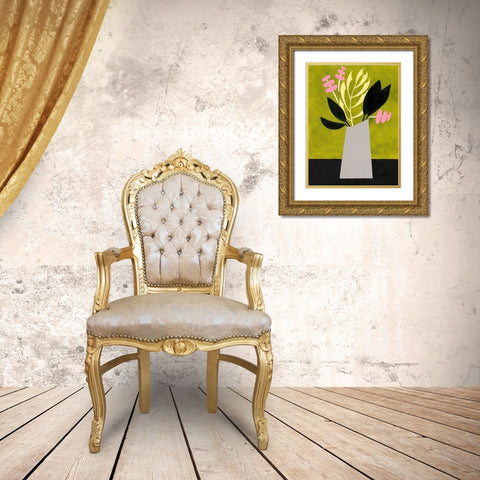 Mod Bouquet II Gold Ornate Wood Framed Art Print with Double Matting by Moore, Regina
