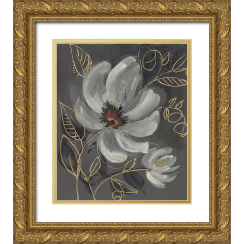 Floral Filigree I Gold Ornate Wood Framed Art Print with Double Matting by Goldberger, Jennifer