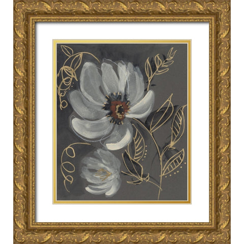 Floral Filigree II Gold Ornate Wood Framed Art Print with Double Matting by Goldberger, Jennifer