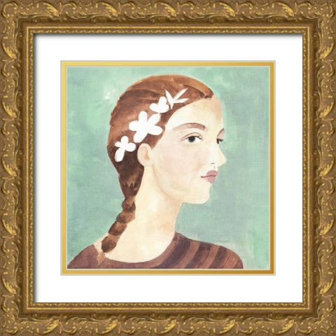 Folk Art Portrait I Gold Ornate Wood Framed Art Print with Double Matting by Warren, Annie