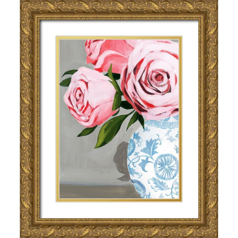 Autumnal Roses I Gold Ornate Wood Framed Art Print with Double Matting by Popp, Grace