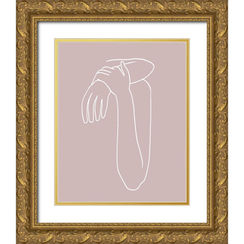 Linear Embrace II Gold Ornate Wood Framed Art Print with Double Matting by Warren, Annie