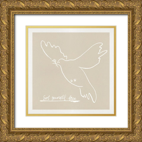 Peace Dove I Gold Ornate Wood Framed Art Print with Double Matting by Wang, Melissa