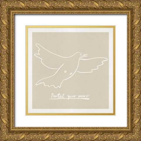 Peace Dove II Gold Ornate Wood Framed Art Print with Double Matting by Wang, Melissa