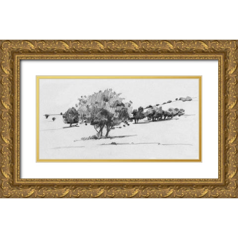Treeline Sketch I Gold Ornate Wood Framed Art Print with Double Matting by Caroline, Emma