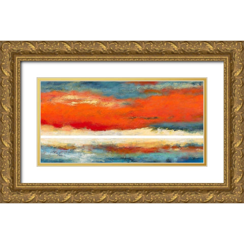 Ascent of Orange Gold Ornate Wood Framed Art Print with Double Matting by Bothne, Janet