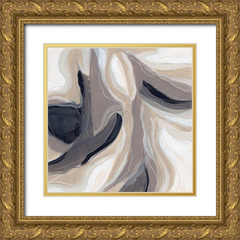 Stone Ripple IV Gold Ornate Wood Framed Art Print with Double Matting by Vess, June Erica