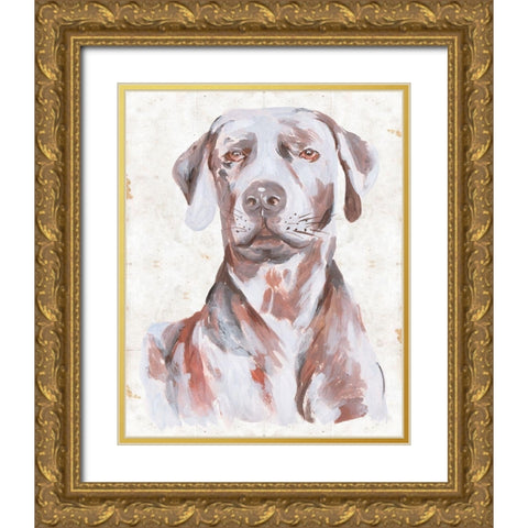 Sitting Dog I Gold Ornate Wood Framed Art Print with Double Matting by Wang, Melissa