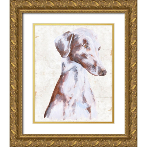 Sitting Dog II Gold Ornate Wood Framed Art Print with Double Matting by Wang, Melissa