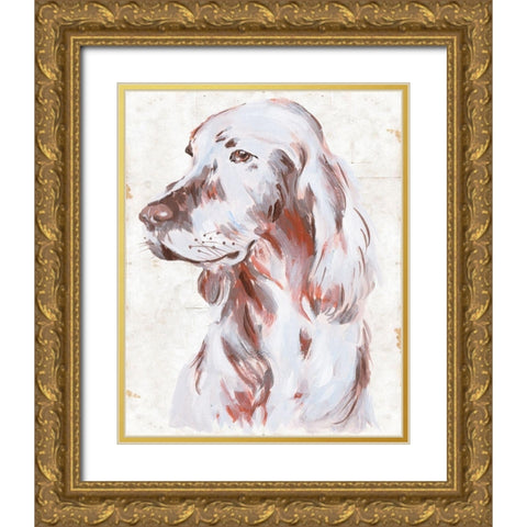 Sitting Dog III Gold Ornate Wood Framed Art Print with Double Matting by Wang, Melissa