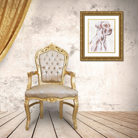Sitting Dog IV Gold Ornate Wood Framed Art Print with Double Matting by Wang, Melissa