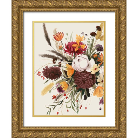 Equinox Bouquet I Gold Ornate Wood Framed Art Print with Double Matting by Popp, Grace