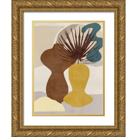 Decorated Vases IV Gold Ornate Wood Framed Art Print with Double Matting by Wang, Melissa