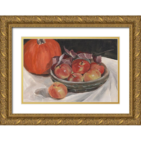 Autumn Apples II Gold Ornate Wood Framed Art Print with Double Matting by Warren, Annie