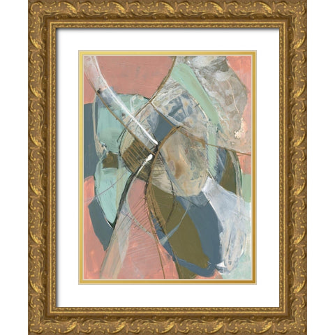 Abstract Zag II Gold Ornate Wood Framed Art Print with Double Matting by Goldberger, Jennifer