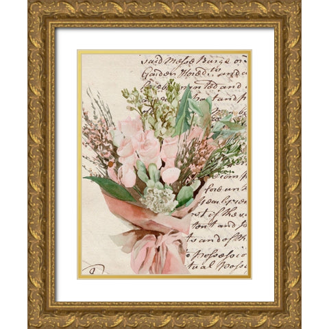 Wrapped Bouquet I Gold Ornate Wood Framed Art Print with Double Matting by Wang, Melissa