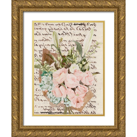 Wrapped Bouquet II Gold Ornate Wood Framed Art Print with Double Matting by Wang, Melissa