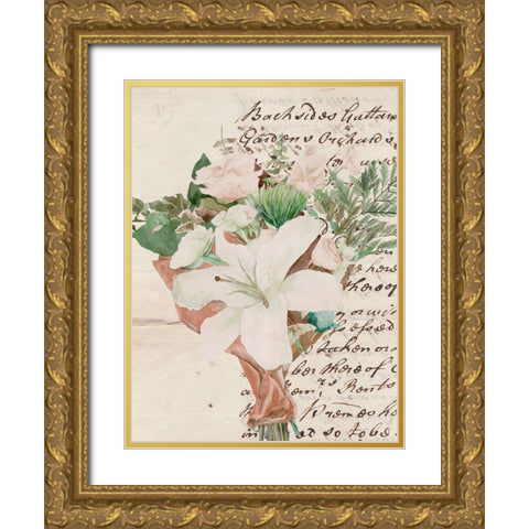 Wrapped Bouquet III Gold Ornate Wood Framed Art Print with Double Matting by Wang, Melissa