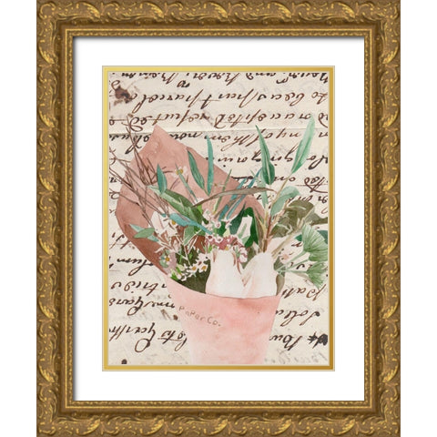 Wrapped Bouquet IV Gold Ornate Wood Framed Art Print with Double Matting by Wang, Melissa