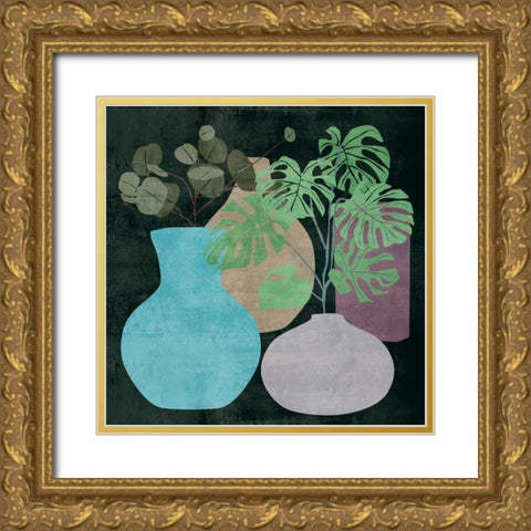 Decorative Vases I Gold Ornate Wood Framed Art Print with Double Matting by Wang, Melissa
