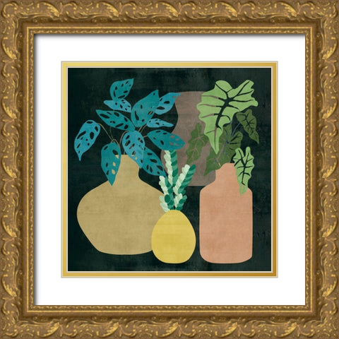 Decorative Vases II Gold Ornate Wood Framed Art Print with Double Matting by Wang, Melissa