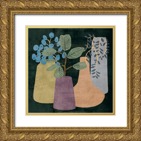 Decorative Vases III Gold Ornate Wood Framed Art Print with Double Matting by Wang, Melissa