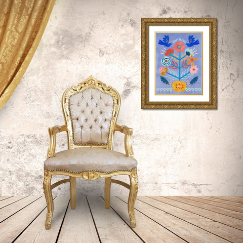 Embroidered Garden III Gold Ornate Wood Framed Art Print with Double Matting by Wang, Melissa