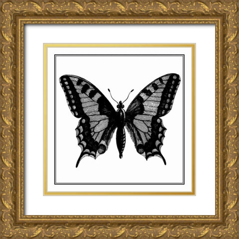 Custom Classical Butterfly I Gold Ornate Wood Framed Art Print with Double Matting by Vision Studio