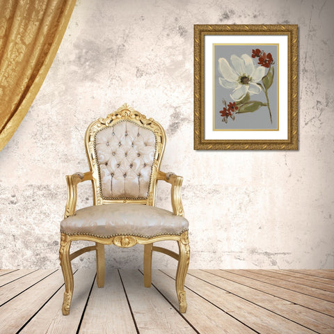 Subdued Floral I Gold Ornate Wood Framed Art Print with Double Matting by Goldberger, Jennifer